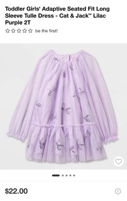 Toddler Girls' Adaptive Seated Fit Long Sleeve Tulle Dress - Cat & Jack™ Lilac 18 Months 