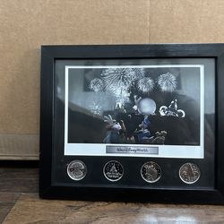 Disney Framed Coin Lithograph Set, often titled "4 Parks One World".