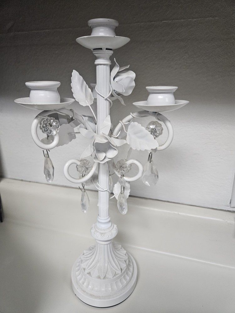 Shabby Chic White Candalabra