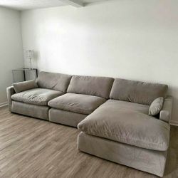 Cloud Collection Gray Soft Cozy Modular Sectional Couch With Chaise 
