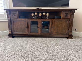 Bello Entertainment Console / TV Stand – Solid Wood & Glass