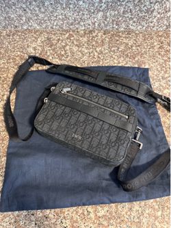 Authentic Dior Oblique Canvas Crossbody Bag Black