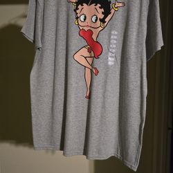 **Betty Boop T-shirt Heather Gray Size Large 