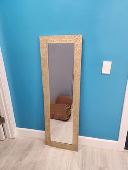 Tall Floor Mirror Gold Hammered Frame
