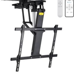 Electric Adjustable Flip Down Swiveling TV Mount with Remote and App Controller, Large Motorized Ceiling TV Mount for 32 to 75 Inch Flat and Curved Sc