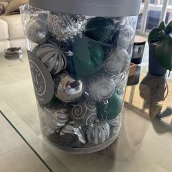 Martha Stewart Green Silver And White Ornaments 