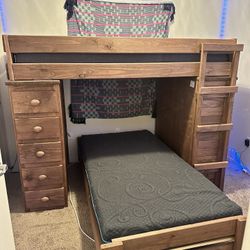 Solid Pine Loft Bunk Bed Finished in Mahogany 