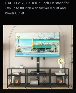 VECELO 71 Inch Swivel TV Stand
