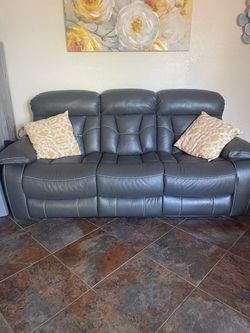 Free faux gray leather reclining couch