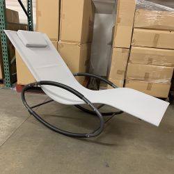 New $45 Zero Gravity Rocking Chair Outdoor Patio Lounge Chair Recline Rocker w/ Detachable Pillow 