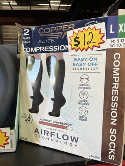2 Pair Copper Fit Elite Compression Socks