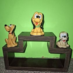 3 DISNEY PLUTO CERAMIC FIGURINES 