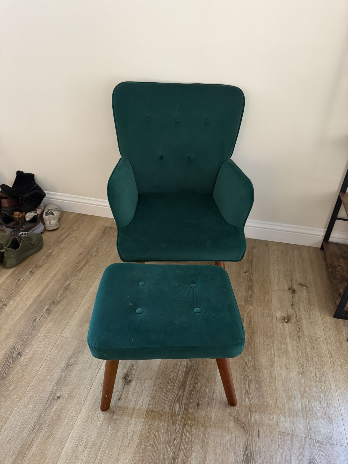 Green Suede Wayfair Chair With Ottoman 