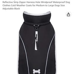 KYEESE Dog Jacket Fleece Lined Warm Winter Coat with Reflective Strip Zipper Harness Hole Windproof Waterproof Dog Clothes Cold Weather Coats for Medi