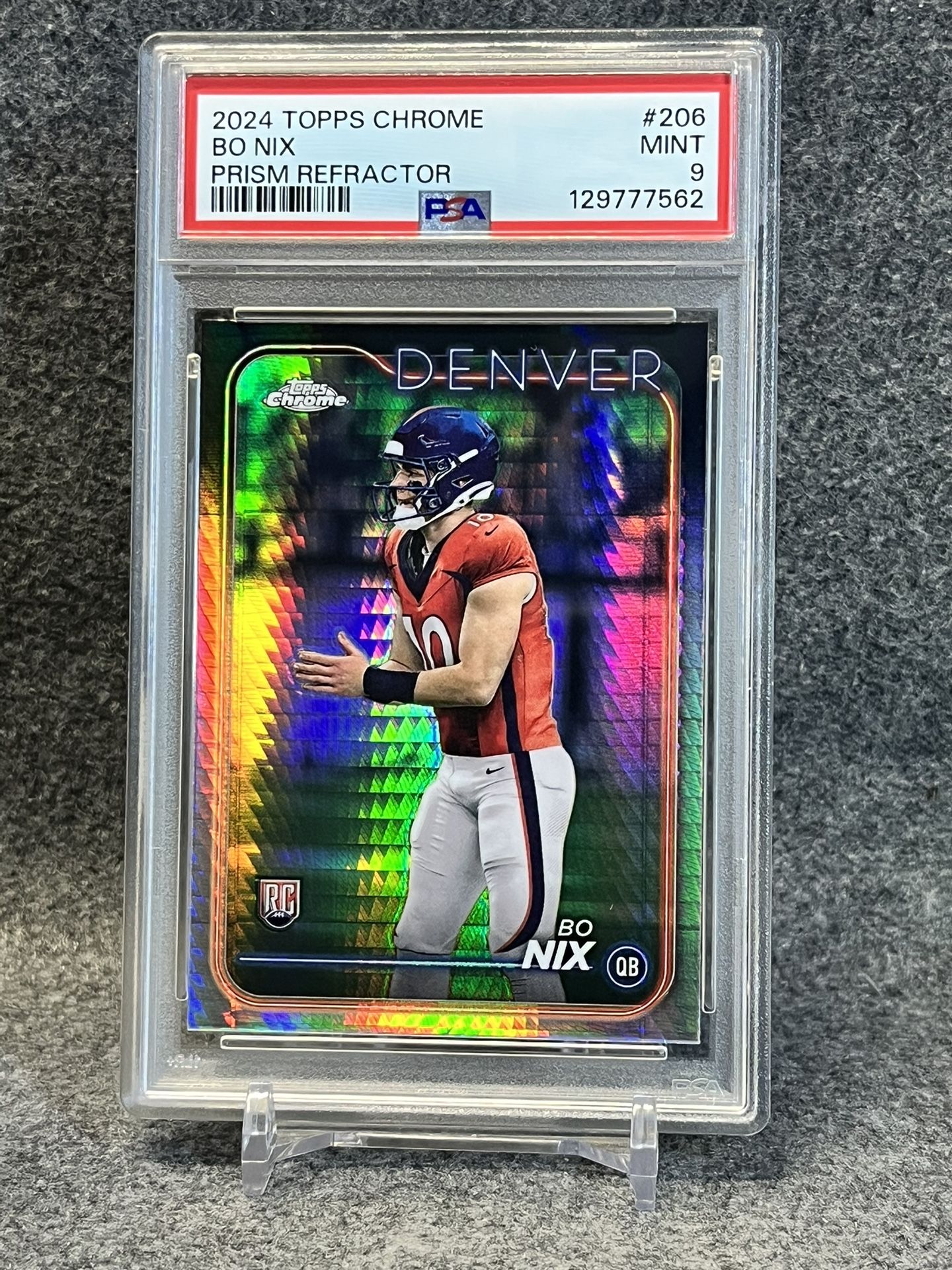 ๐ 2024 Bo Nix ROOKIE Prism Refractor PSA 9!! ๐