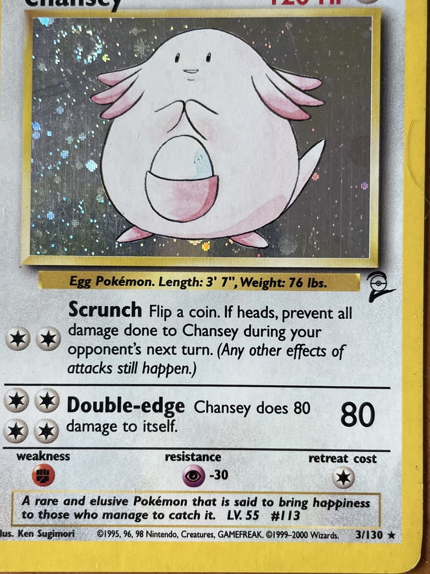 Base Set 2 Pokémon Card Chansey Holo