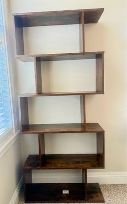Modern Geometric Zig-Zag Bookcase / Display Shelf