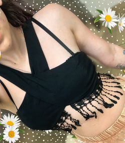 Tobi Black Cross Cross Fringed Bandeau 