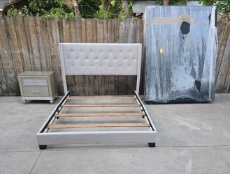 Queen frame bed with one night stand and mattress frame box. ( Mattress not  included)