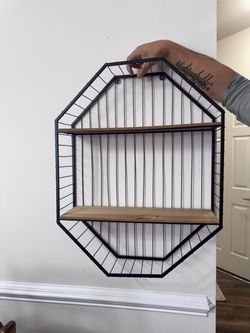 Wire Wall Shelf with Wood Shelves