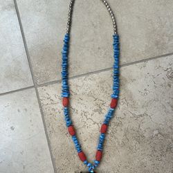 Turquoise and Coral Native Necklace