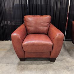Padded Arm Brown Leather Armchair