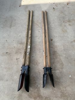 Two Post Hole Diggers with Wooden Handles