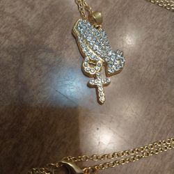 ##### Diamond Cross Pendant  12" Necklace####