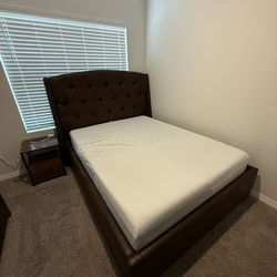 OBO Speakeasy look bed frame w/ queen size NECTAR mattress