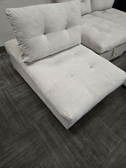 Modern Tufted Armless Chaise Lounge - Beige