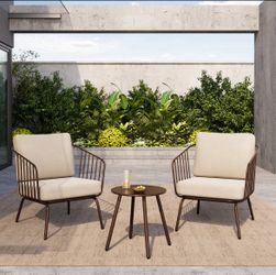New in Box 3-Piece East Oak Patio Set – Apricot & Brown Outdoor Furniture