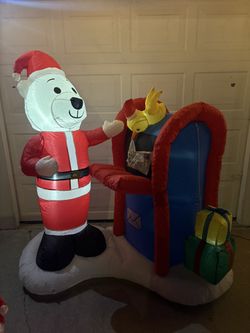 🎄 Inflatable Polar Bear Santa w/ Mailbox – Lights Up! 🐻📬✨