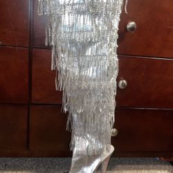 New Silver & Pink Pleaser High Heels 9 