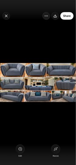 Luxury Blue-Gray Velvet Living Room Set + Decor – $1,000