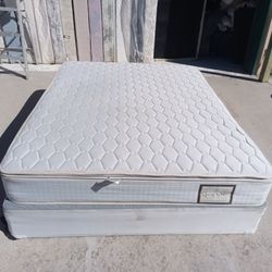 Queen pillowtop mattress and box spring
