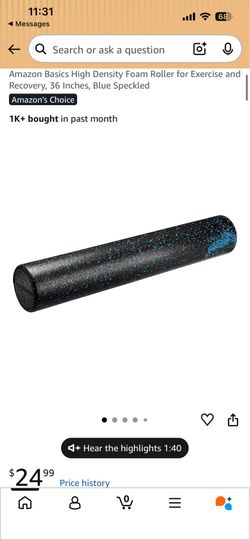 High Density Foam Roller for Exercise and Recovery, 36 Inches, Blue Speckled