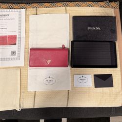 Prada Saffiano Metal Long Wallet