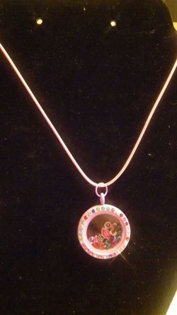 Pink floating locket necklace