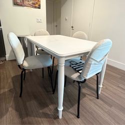 White Dining Table with 4 Chairs