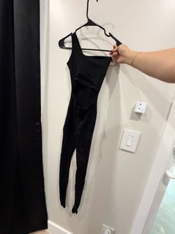 Black One-Shoulder Catsuit Bodysuit