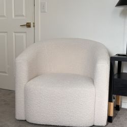 White sherpa swivel armchairs set of  2