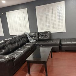 Leather Sectional Couch Set
