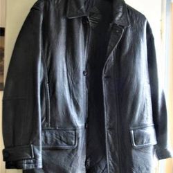 J. Ferrar .. Black Mens Soft Lambskin Leather Jacket .. Size M (39-41) this is a very nice lightly used coat. It has both zipper and button front clos
