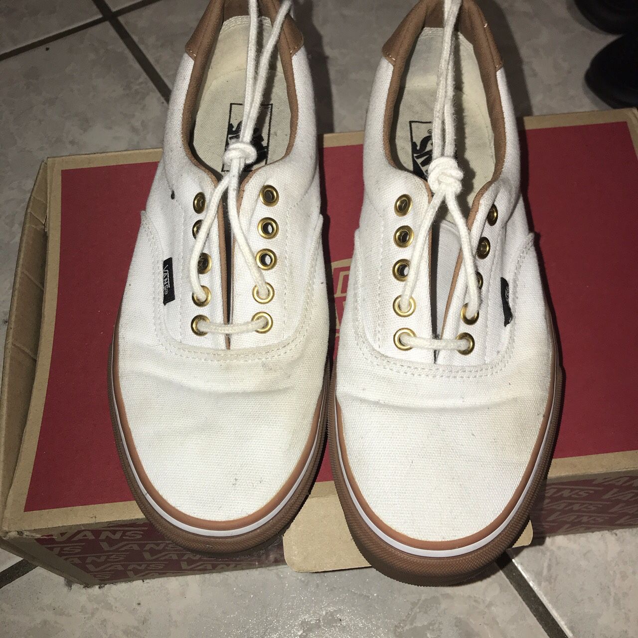 White and brown vans for $25 size 9