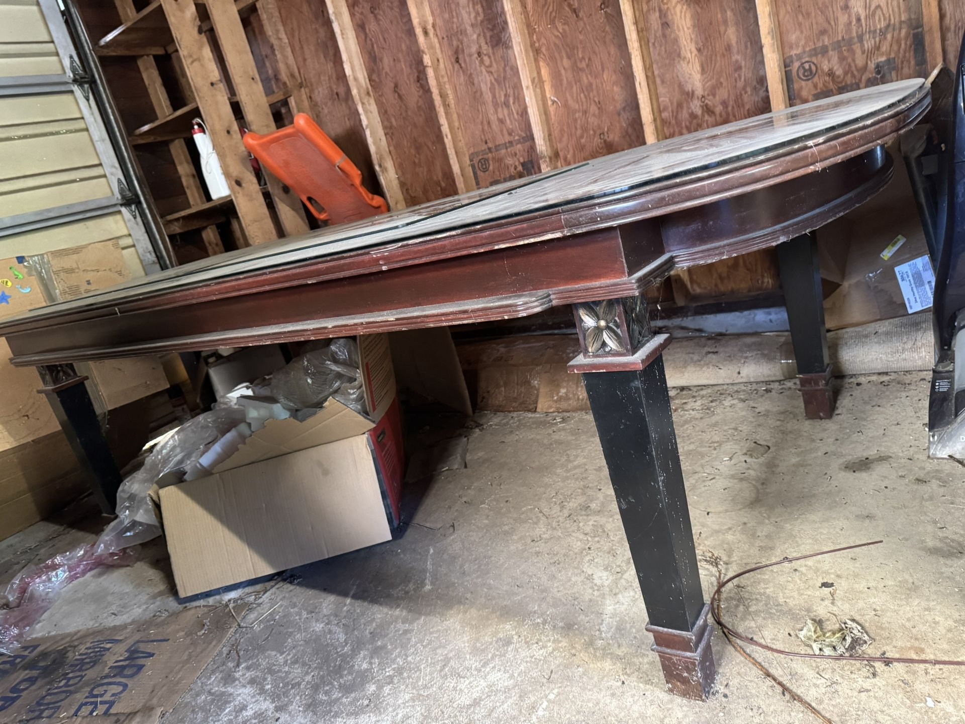 Nice Beautiful Table With A Glass A Cover! 8’ By 4’ And 30 Inches High
