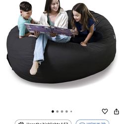 Big Joe Fuf XXL Foam Filled Bean Bag Chair with Removable Cover, Navy Blue, 6 feet Giant