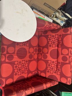Red Geometric Pattern Armchair