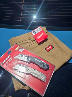 Combo work pants milwaukee  and knives  husky