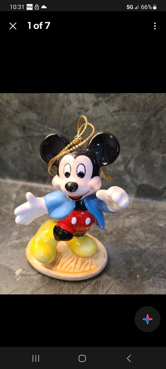 Disney by Schmid Mickey Mouse Figurine/ Christmas Ornament/ Vintage 