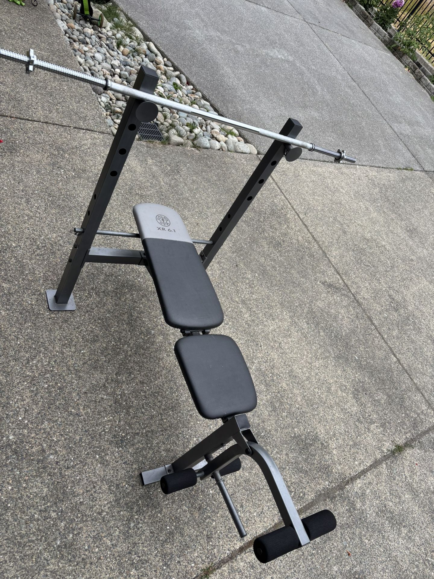 Bench With 5feet Weight Lifting Rod Clamps With 4x7.5 Lbs , 4x2.5 Lbs Weights And Clips